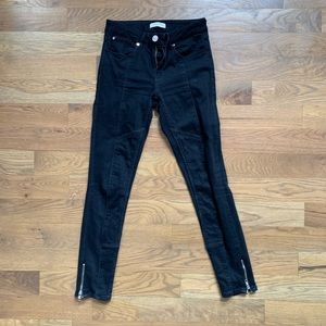 Sandro Black Skinny Moto Jeans with Zip Detail
